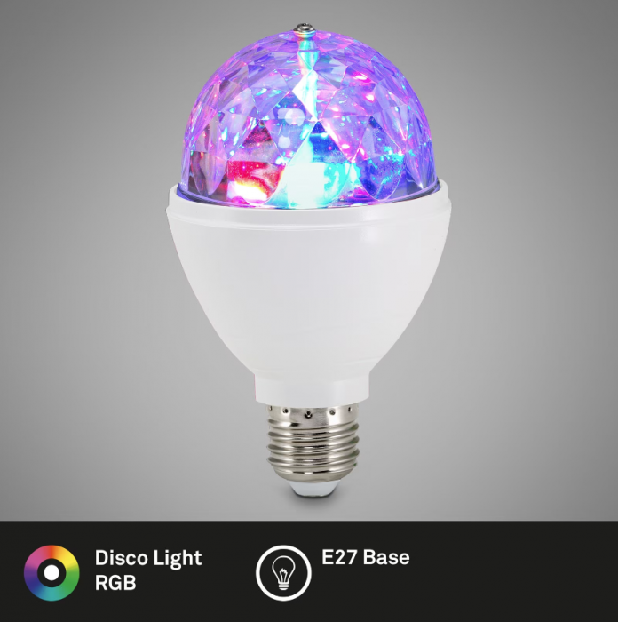 Bec disco rotativ LED RGB Briloner, E27, 3W, unghi reflexie 180 grade [2]