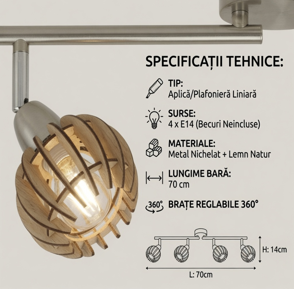 Lustra led 4 Socluri E14 Artar [4]