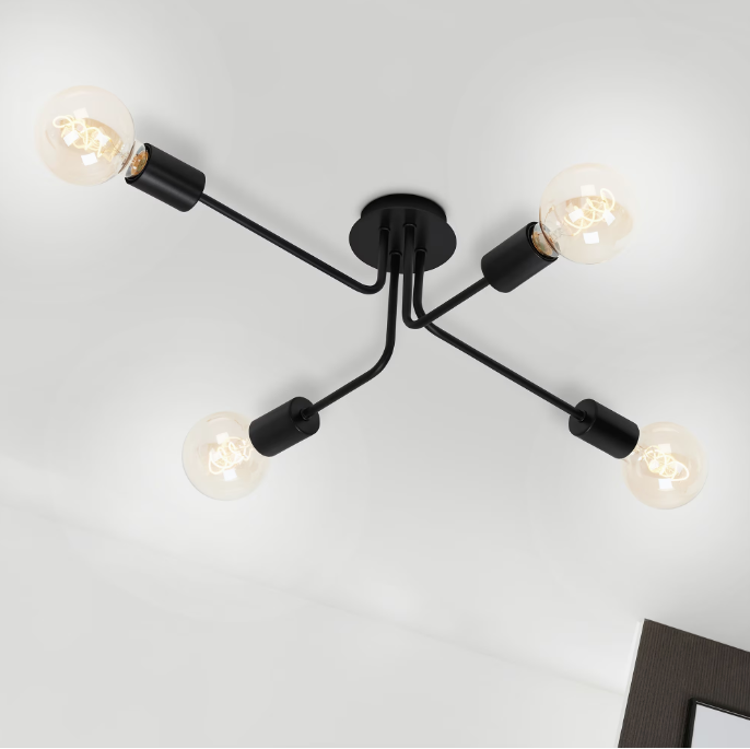 Lustra Briloner Leuchen Vintage Design, 4 socluri E27, brate ajustabile, max.60W, 66x44.5x18.5cm, Negru [2]