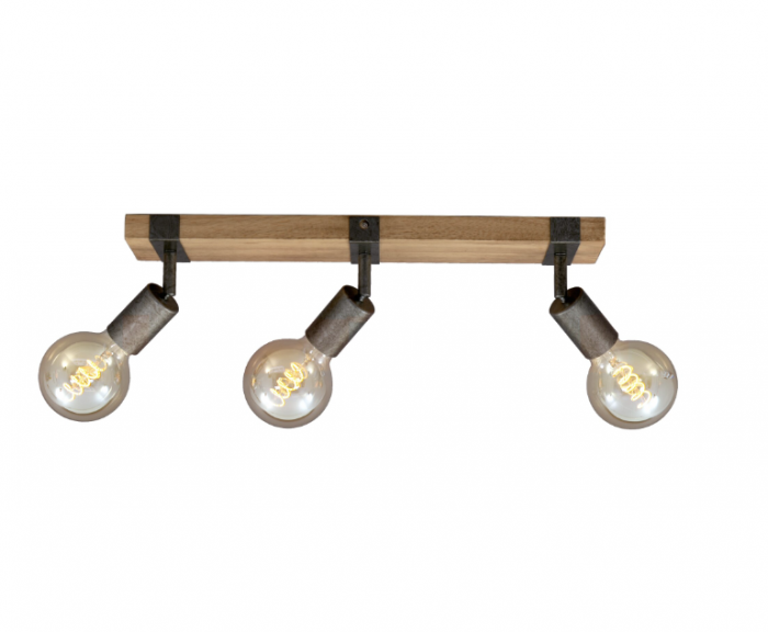 Lustra Briloner Leuchen Wood Style, 3xE27, Max. 25W, brate ajustabile, 48x10x9cm, Lemn/Metal [2]