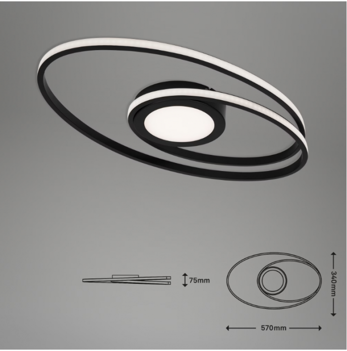 Lustra LED Briloner Leuchen 22W, 2800 lumeni lumina calda (3000K) Negru [4]