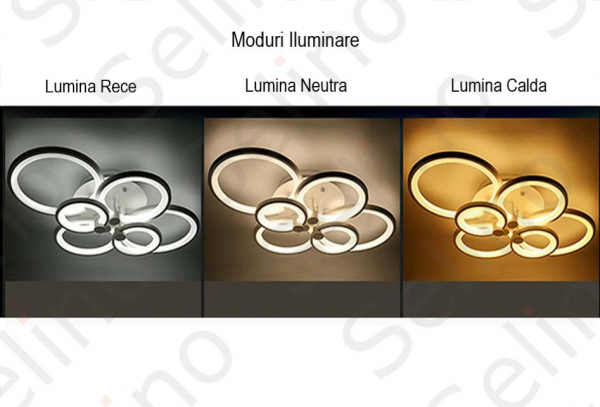 Lustra LED Circle Design, SLC, Dreptunghiulara 6 Coffee cu telecomanda [3]