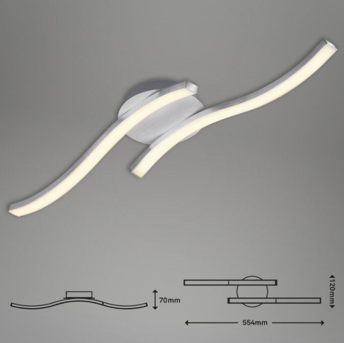 Lustra LED integrat Briloner Leuchen, 12W, 1200 lumeni, lumina Calda 3000K, RA>80, Argintiu [4]