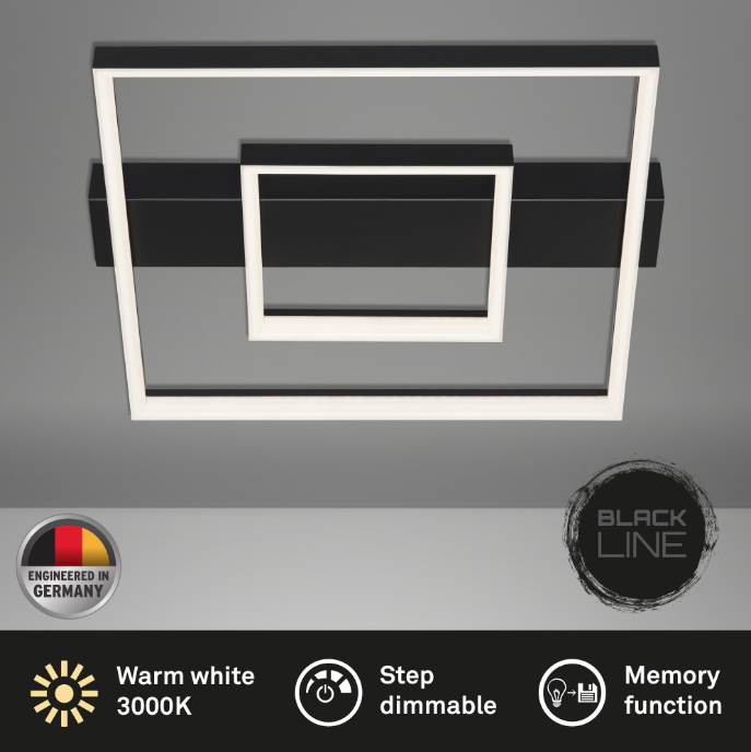 Lustra LED integrat Briloner Leuchen, 30W, 2700 lumeni, lumina calda, dimmabil in trepte cu functie de memorie, 43.5x40cm, Negru [7]