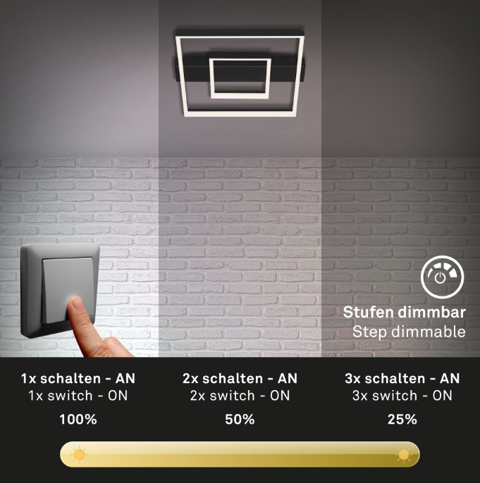 Lustra LED integrat Briloner Leuchen, 30W, 2700 lumeni, lumina calda, dimmabil in trepte cu functie de memorie, 43.5x40cm, Negru [6]