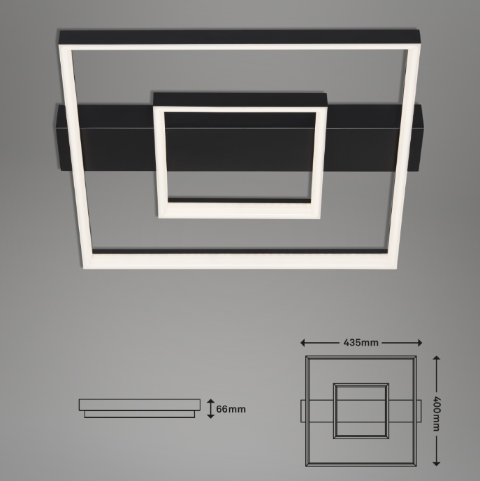 Lustra LED integrat Briloner Leuchen, 30W, 2700 lumeni, lumina calda, dimmabil in trepte cu functie de memorie, 43.5x40cm, Negru [5]