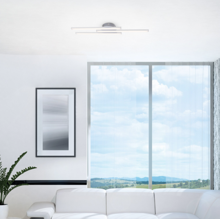 Lustra LED integrat Briloner Leuchen 32W, 2600 lumeni, lumina Calda 3000K, Dimmabil in trepte cu functie de memorie, RA>80, Culoare Crom Aluminu [4]