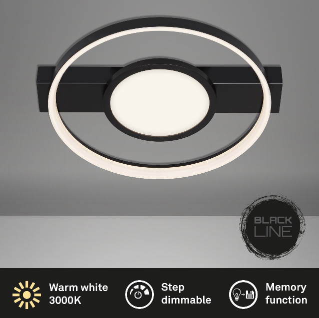 Lustra LED integrat Briloner Leuchen, 33W, 3100 lumeni, lumina calda, dimmabil in trepte cu functie de memorie, 43.5x39.5cm, Negru [5]