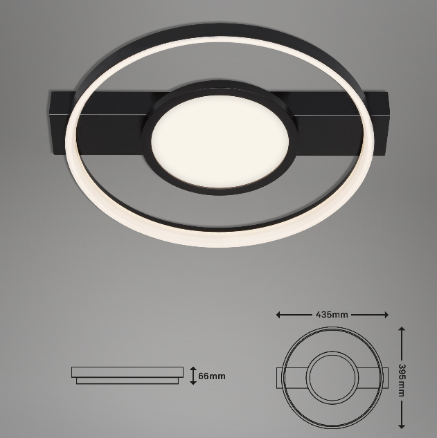 Lustra LED integrat Briloner Leuchen, 33W, 3100 lumeni, lumina calda, dimmabil in trepte cu functie de memorie, 43.5x39.5cm, Negru [4]