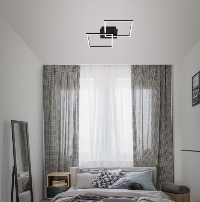 Lustra LED integrat Briloner Leuchen Frame, 24W, 1800 lumeni, lumina calda (3000K), dimmabil in trepte cu functie de memorie, 62x36.8x7.3 cm, Negru [2]