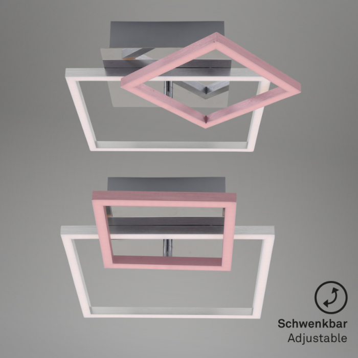 Lustra LED integrat Briloner Leuchen Frame Square, 19.6W, 1500 lumeni, lumina calda (3000K), dimmabil in trepte cu functie de memorie, 35.8x26cm, Argintiu [6]