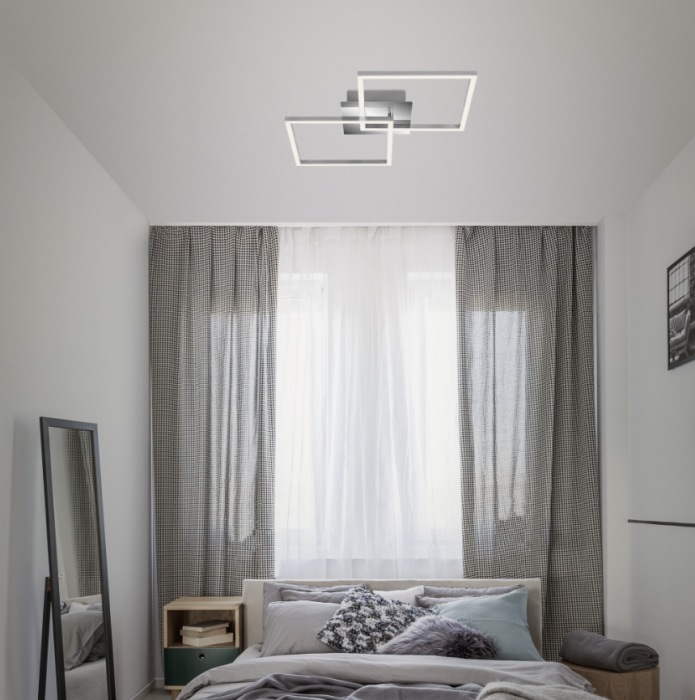 Lustra LED integrat Briloner Leuchen Frames 24W, 1800 lumeni, lumina calda (3000K), dimmabil in trepte cu functie de memorie, 62x36.8 cm, Crom [4]