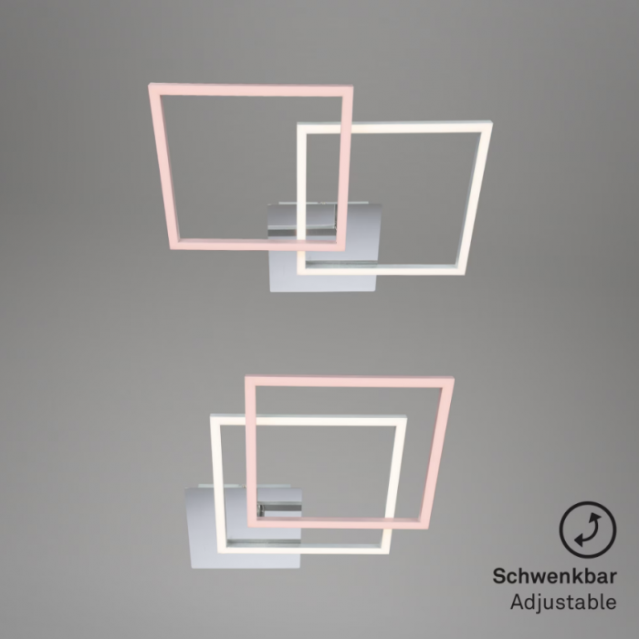 Lustra LED integrat Briloner Leuchen Frames 24W, 1800 lumeni, lumina calda (3000K), dimmabil in trepte cu functie de memorie, 62x36.8 cm, Crom [2]