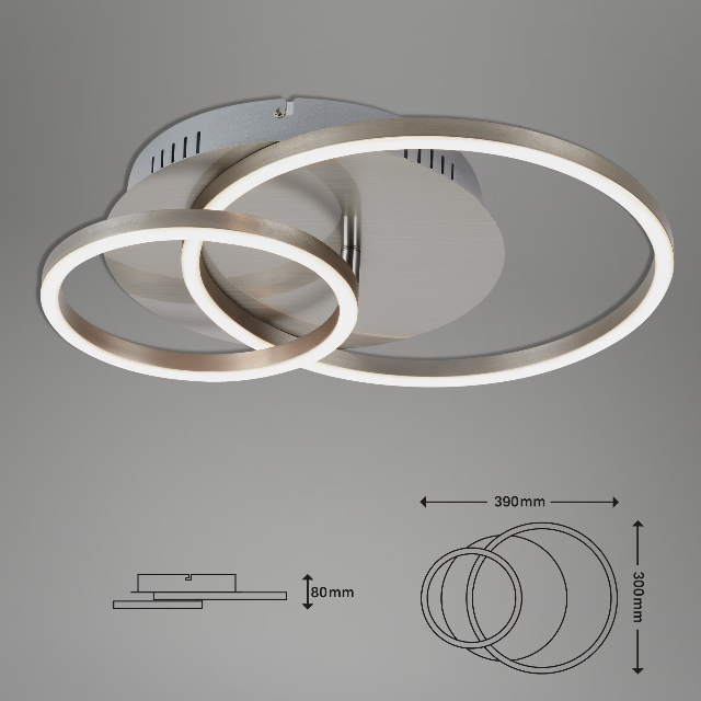 Lustra LED integrat Briloner Leuchen Frames, 30W, 2400 lumeni, lumina calda (3000K), Dimmabil in trepte cu functie de memorie, 39x30x8 cm, Nichel Mat [2]