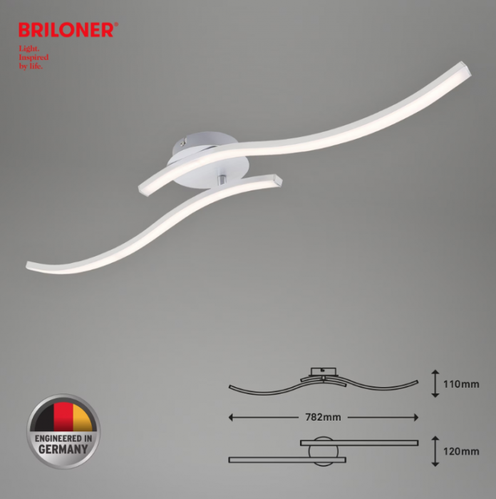 Lustra LED integrat Briloner Leuchen GO LED, 18W, 1400 lumeni, lumina Calda 3000K, RA>80, 78,2X12x11 cm, Argintiu [4]
