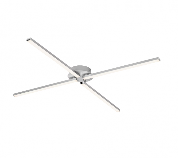 Lustra LED integrat Briloner Leuchen GO LED, 4 brate ajustabile, 20W, 2000 lumeni, lumina calda (3000K), 78x78x6.2 cm, Argintiu [5]