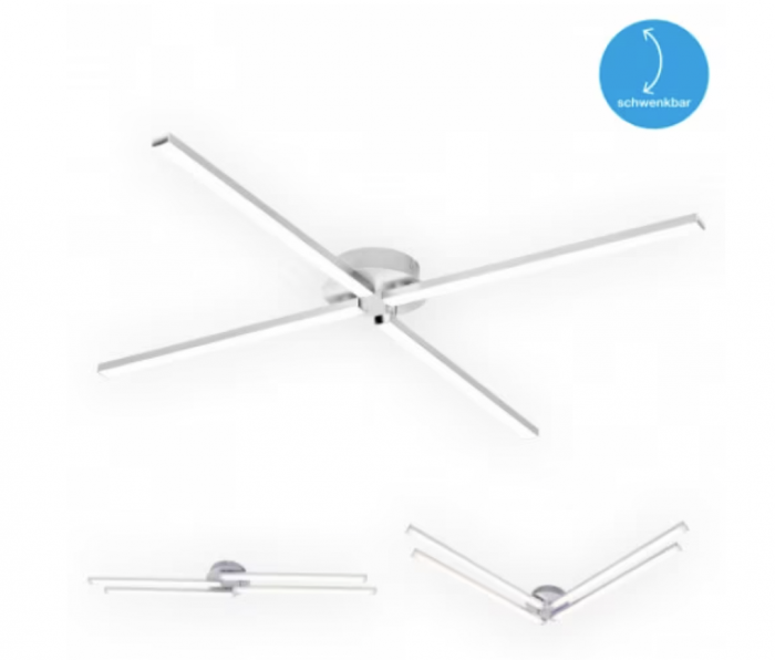 Lustra LED integrat Briloner Leuchen GO LED, 4 brate ajustabile, 20W, 2000 lumeni, lumina calda (3000K), 78x78x6.2 cm, Argintiu [4]