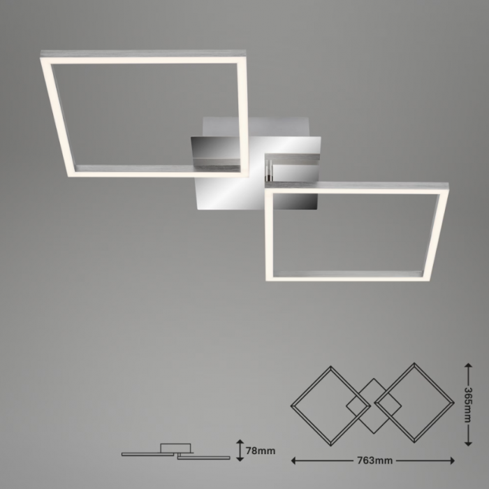 Lustra LED integrat Briloner Leuchen GO LED 5 brate ajustabile, 24W, 2400 lumeni, lumina Calda 3000K, Argintiu [2]