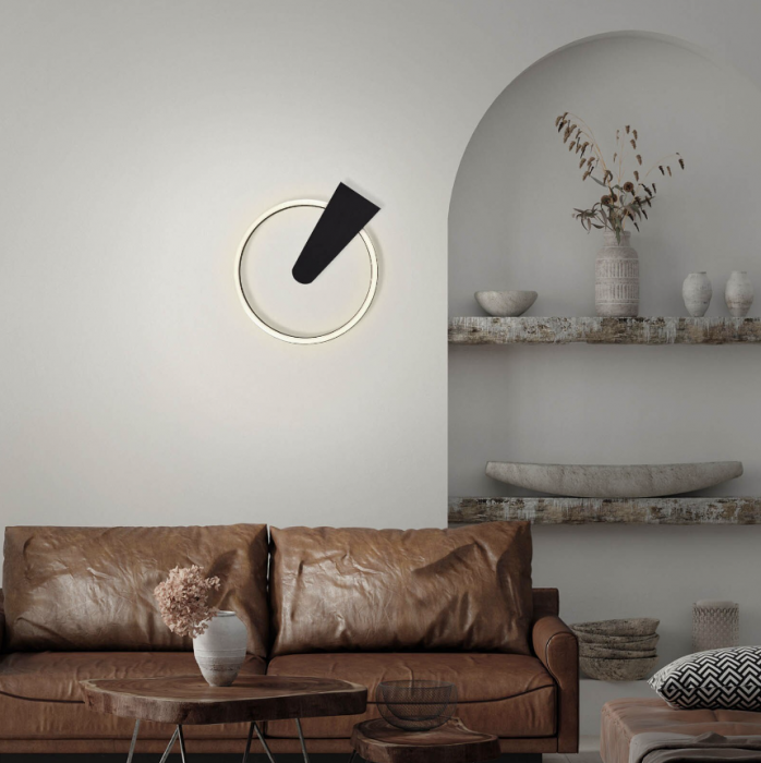 Lustra LED integrat Briloner Leuchen Nico Circle, 12W, 1400 lumeni, lumina calda (3000K), dimmabil in trepte cu functie de memorie, 34x4 cm, Negru [3]