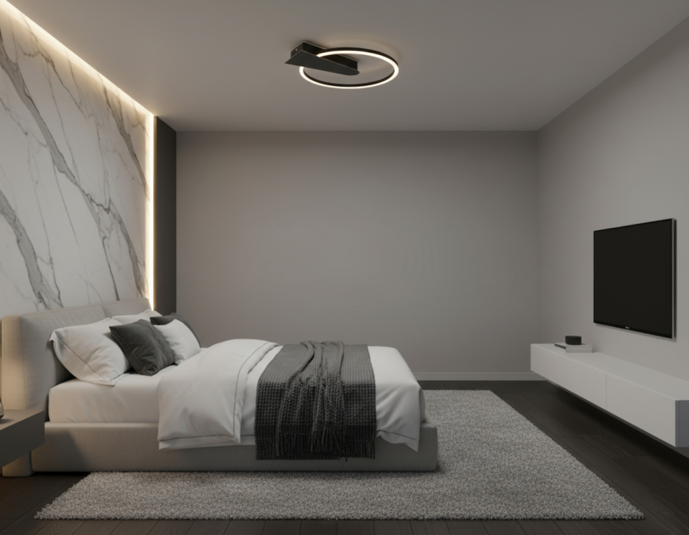 Lustra LED integrat Briloner Leuchen Nico Circle, 12W, 1400 lumeni, lumina calda (3000K), dimmabil in trepte cu functie de memorie, 34x4 cm, Negru [1]