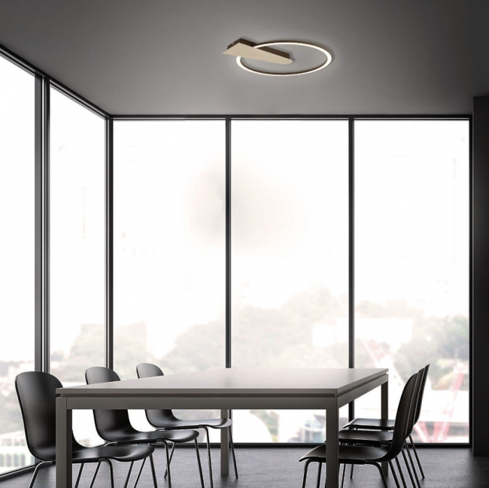 Lustra LED integrat Briloner Leuchen Nico Circle, 12W, 1400 lumeni, lumina calda (3000K), dimmabil in trepte cu functie de memorie, 34x4cm, Auriu [2]