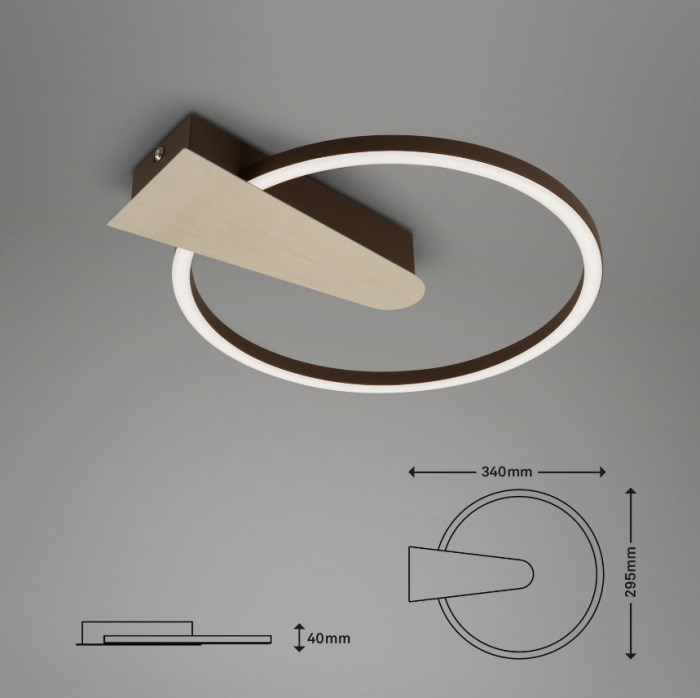 Lustra LED integrat Briloner Leuchen Nico Circle, 12W, 1400 lumeni, lumina calda (3000K), dimmabil in trepte cu functie de memorie, 34x4cm, Auriu [5]