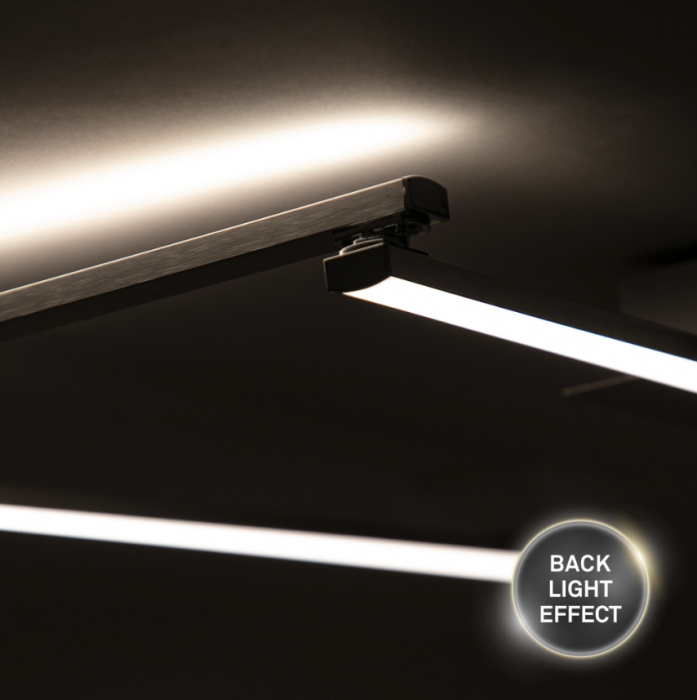 Lustra LED integrat Briloner Leuchen Staff Led, 5 brate pivotabile, 24W, 2800 lumeni, lumina calda (3000K), 227.2X12x4 cm, Argintiu [3]