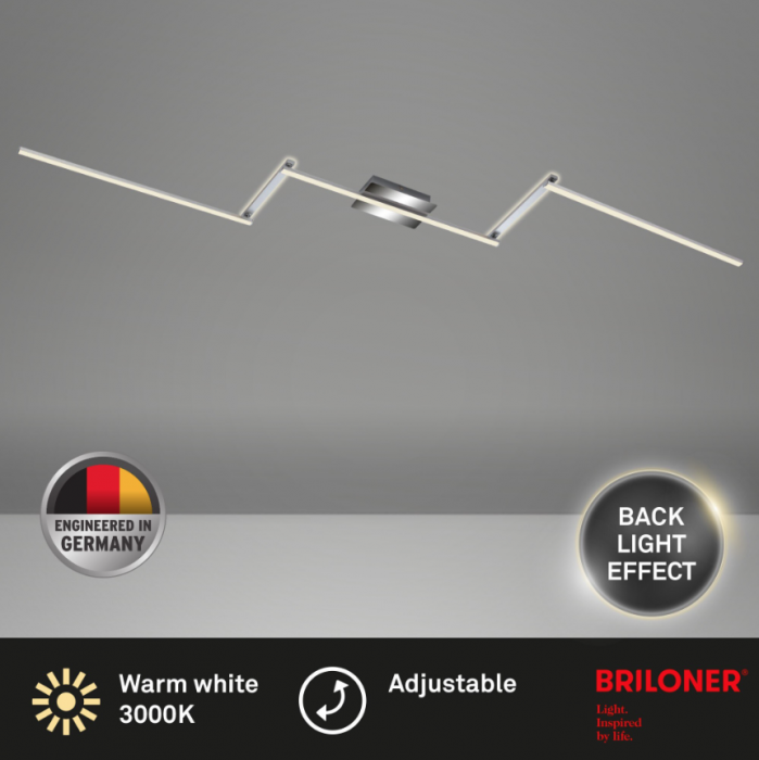 Lustra LED integrat Briloner Leuchen Staff Led, 5 brate pivotabile, 24W, 2800 lumeni, lumina calda (3000K), 227.2X12x4 cm, Argintiu [6]