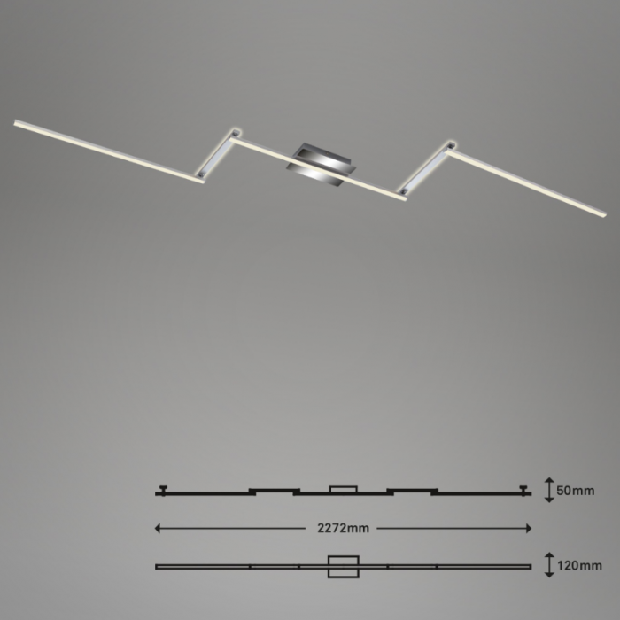 Lustra LED integrat Briloner Leuchen Staff Led, 5 brate pivotabile, 24W, 2800 lumeni, lumina calda (3000K), 227.2X12x4 cm, Argintiu [5]