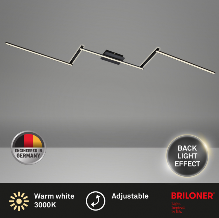 Lustra LED integrat Briloner Leuchen Staff Led, 5 brate pivotabile, 24W, 2800 lumeni, lumina calda (3000K), 227.2X12x4 cm, Negru [7]