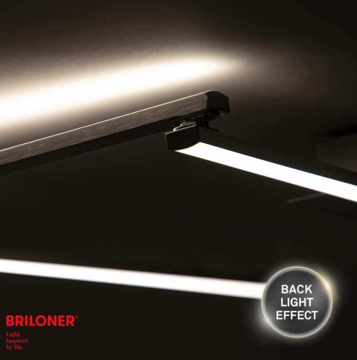 Lustra LED integrat Briloner Leuchen Staff Led, 5 brate pivotabile, 24W, 2800 lumeni, lumina calda (3000K), 227.2X12x4 cm, Negru [3]