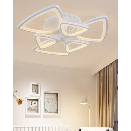 Lustra LED integrat SLC Selino Concept Alyssa Design, 130W, cu aplicatie telefon, telecomanda, lumina calda/neutra/rece, intensitate reglabila, Alb [3]