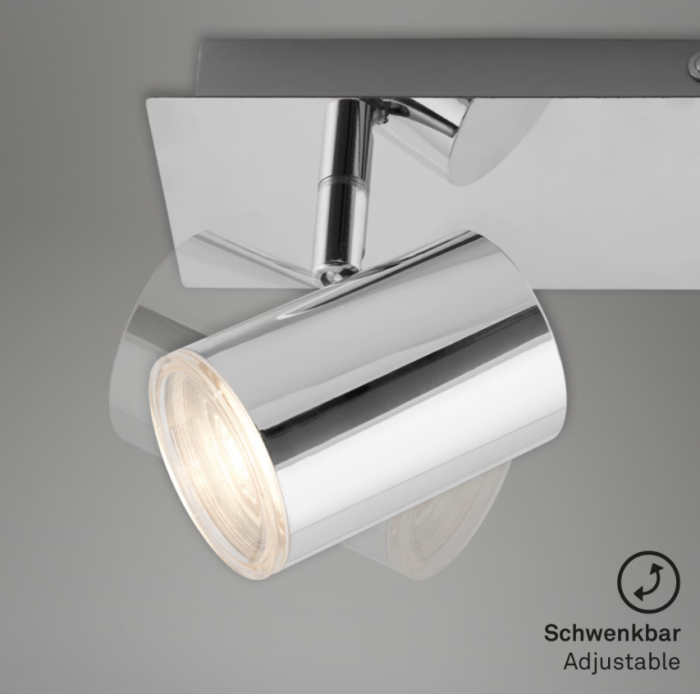 Lustra LED pentru baie Briloner Leuchen Banyo Splash, 2 socluri GU10, capete ajustabule, IP44, Argintiu [3]