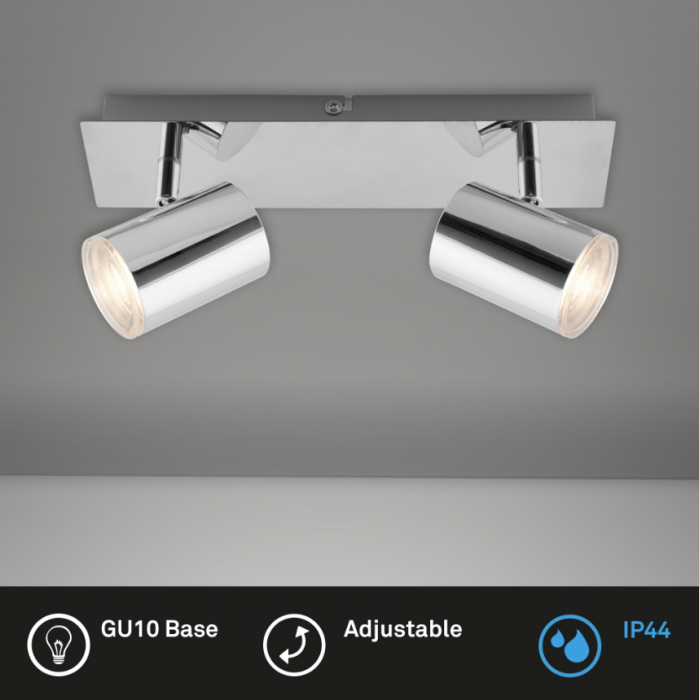 Lustra LED pentru baie Briloner Leuchen Banyo Splash, 2 socluri GU10, capete ajustabule, IP44, Argintiu [5]