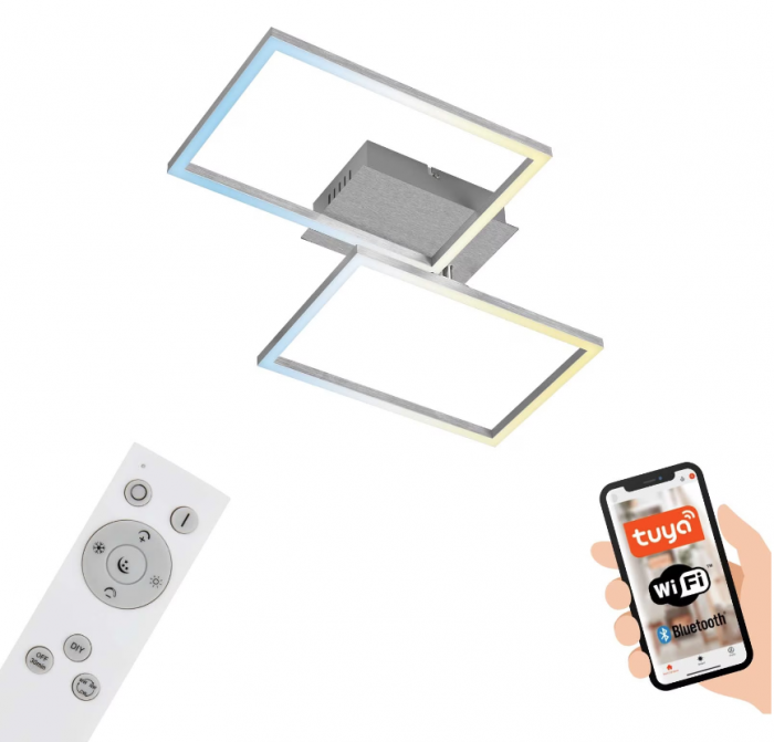 Lustra LED Smart Tuya Briloner Leuchen 30W, 3300 lumeni, cu WIFI, Aplicatie telefon, Telecomanda, lumina Calda, Neutra, Rece, Dimmabila, compatibila cu Amazon Alexa si Google Home , Functie Memorie [5]