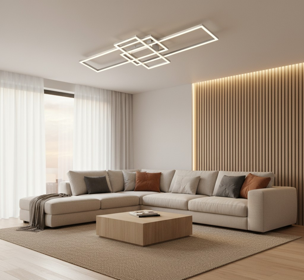 Lustra led argintie 33w Wofi dreptunghiulara [2]