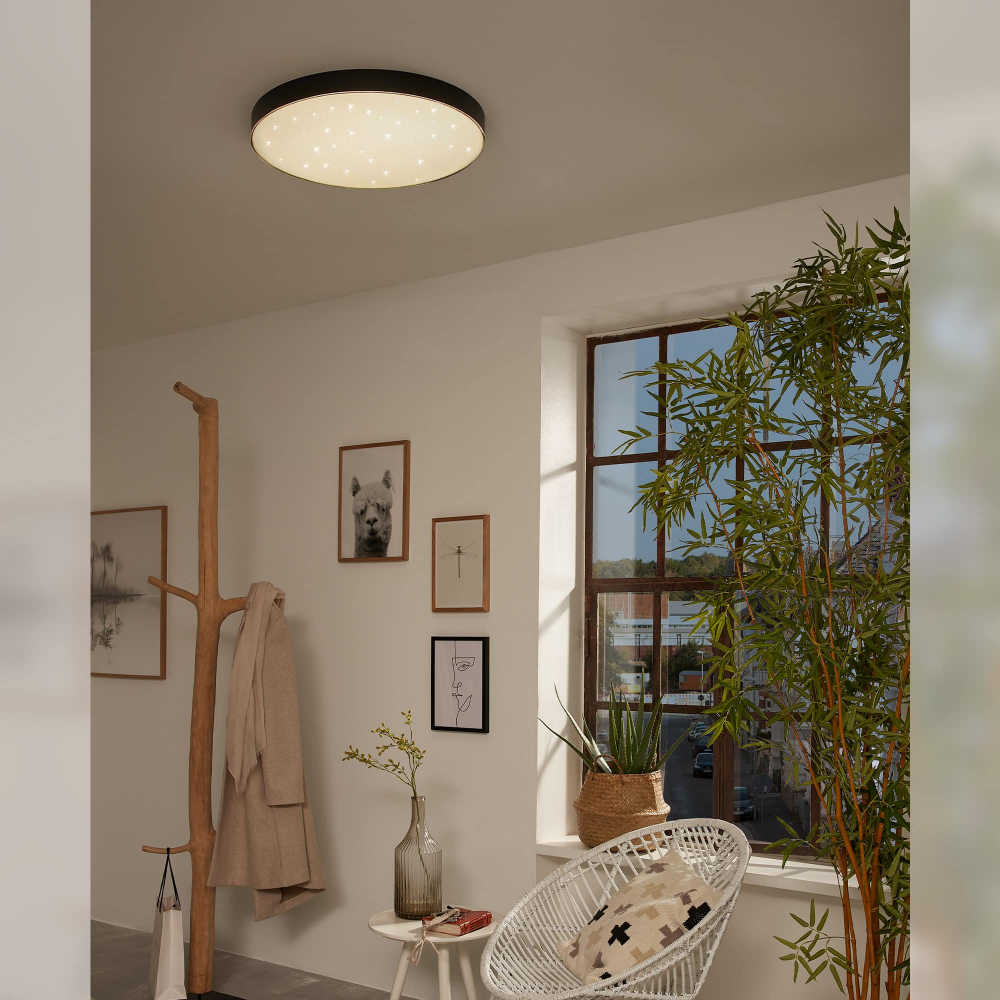 Plafoniera LED Brilone STAR SKY LED Efect Cer instelat Putere 24,5W  4000K .Lumina neutra, 38 cm, negru [2]
