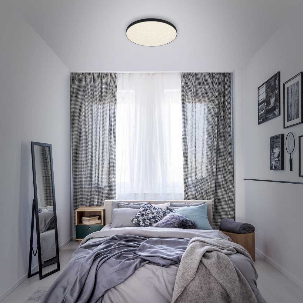 Plafoniera LED Brilone STAR SKY LED Efect Cer instelat Putere 24,5W  4000K .Lumina neutra, 38 cm, negru [4]