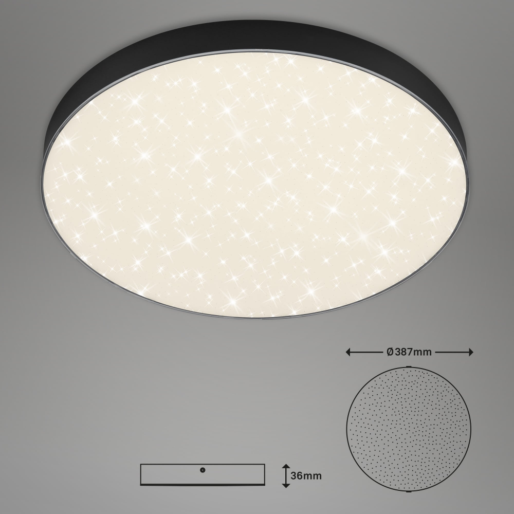 Plafoniera LED Brilone STAR SKY LED Efect Cer instelat Putere 24,5W  4000K .Lumina neutra, 38 cm, negru [5]