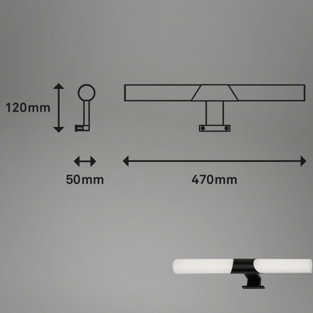 Aplica baie obglinda Bath Briloner 12 W 1300 lumeni 4000K lumina neutra IP44 47 cm negru [4]