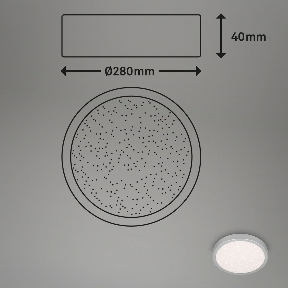 Plafoniera LED Briloner, forma rotunda, efect de cer instelat, 18.5W, 2000 lumeni, temperatura 4000k, IP44, 28 cm, Negru [4]