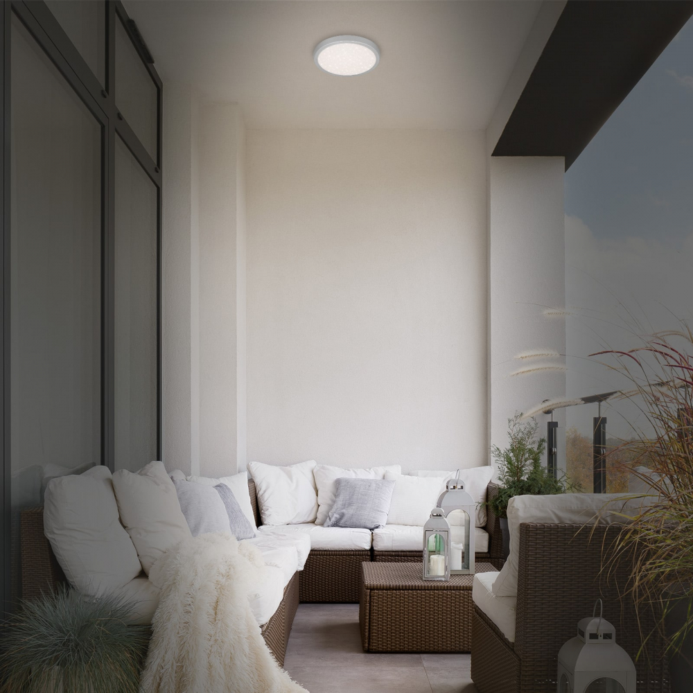 Plafoniera LED Briloner, forma rotunda, efect de cer instelat, 18.5W, 2000 lumeni, temperatura 4000k, IP44, 28 cm, Gri [3]