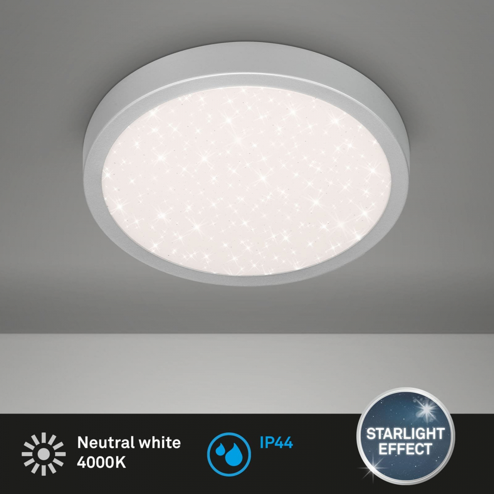 Plafoniera LED Briloner, forma rotunda, efect de cer instelat, 18.5W, 2000 lumeni, temperatura 4000k, IP44, 28 cm, Gri [4]