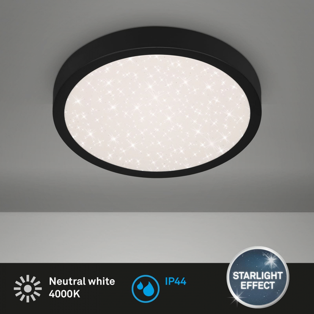 Plafoniera LED Briloner, forma rotunda, efect de cer instelat, 18.5W, 2000 lumeni, temperatura 4000k, IP44, 28 cm, Negru [3]