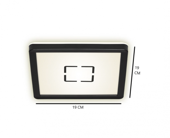 Plafoniera LED Briloner Free Patrata, 12W, 1400 lumeni, lumina neutra (4000K), efect lumina indirecta, 19x19x2.8 cm, Negru [4]