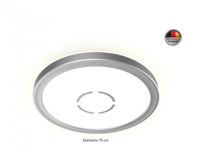 Plafoniera LED Briloner Free Rotunda, 12W, 1400 lumeni, lumina neutra (4000K), efect lumina indirecta, 19x2.8 cm, Arginitu [3]