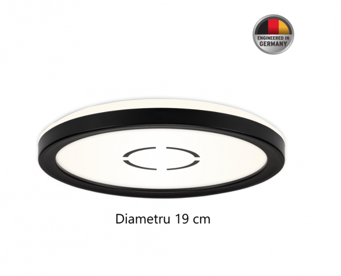 Plafoniera LED Briloner Free Rotunda, 12W, 1400 lumeni, lumina neutra (4000K), efect lumina indirecta, 19x2.8 cm, Negru [3]