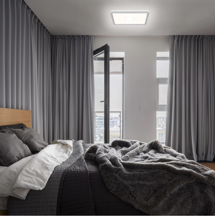 Plafoniera LED Briloner Free Ultra Slim, Patrata, 18W, 2400 lumeni, lumina neutra (4000K), efect lumina indirecta, 29.3x29.3x2.8 cm, Argintiu [2]