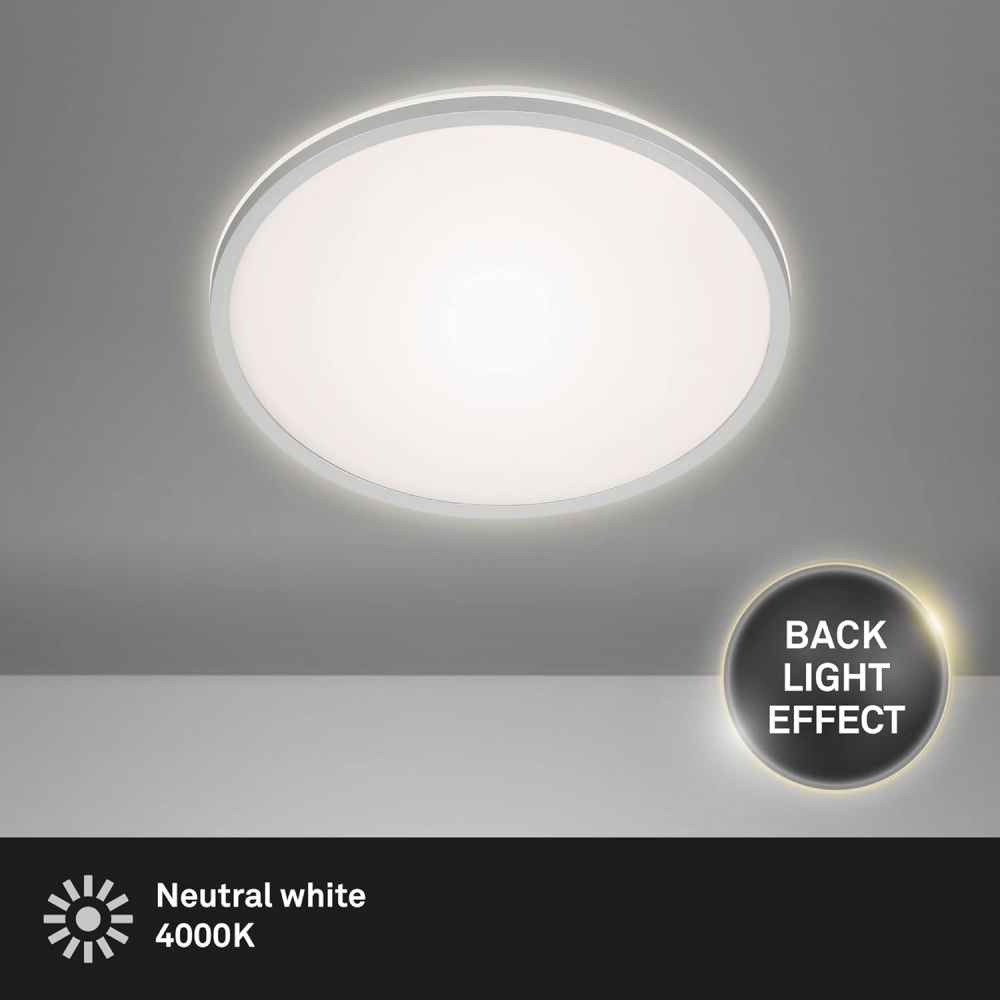 Plafoniera LED Briloner Runa, 15W, 1500 lm, lumina neutra (4000K), IP20, 28cm, Gri [2]