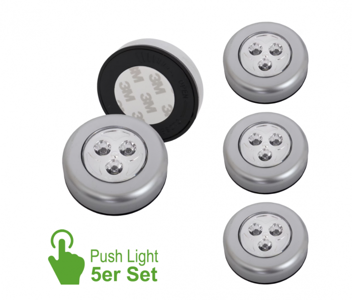 Set 5 lampi LED Briloner, 0.3 W, 15 lm, IP20, sistem push On/Off, banda autoadeziva inclusa [3]